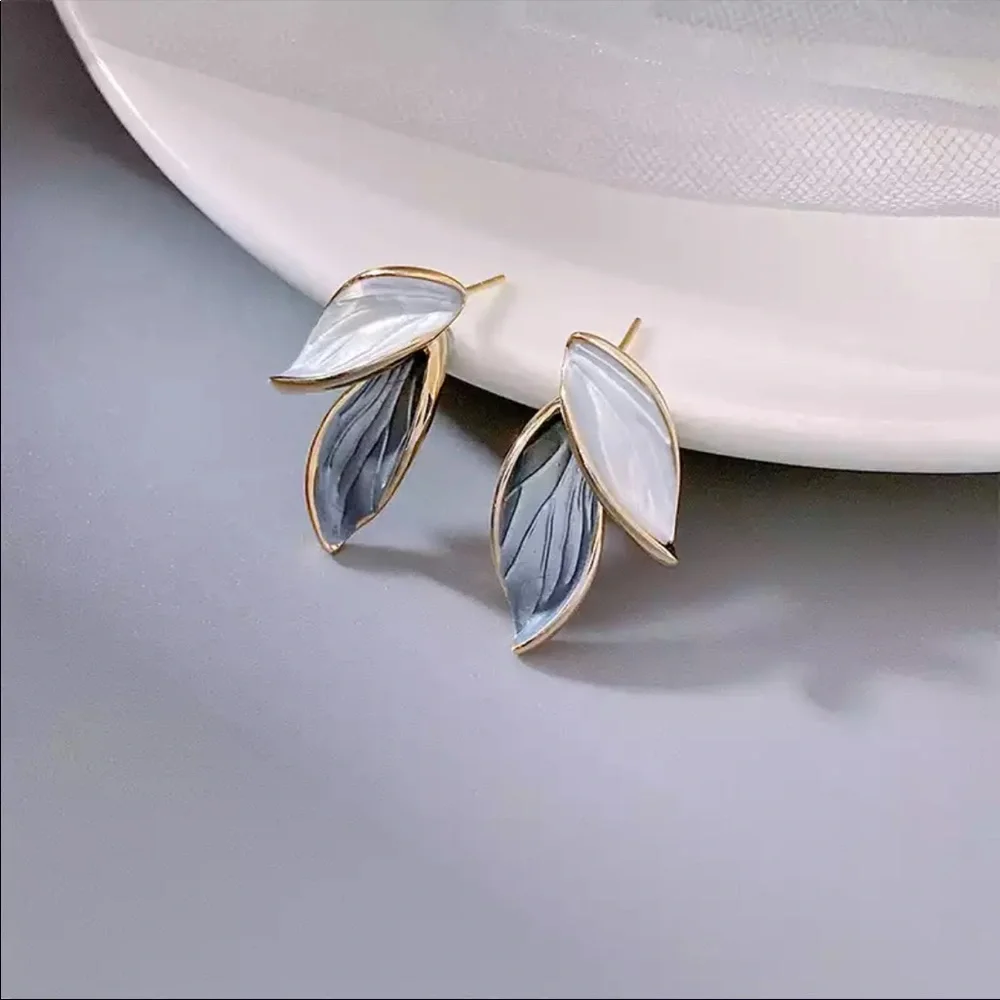 Gold Filled Leaf Earrings - Picture 3 of 3
